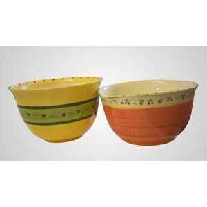 Pfaltzgraff Secrets of Pistoulet Mixing Bowl Set Jana Kolpen Yellow Orange 2pc